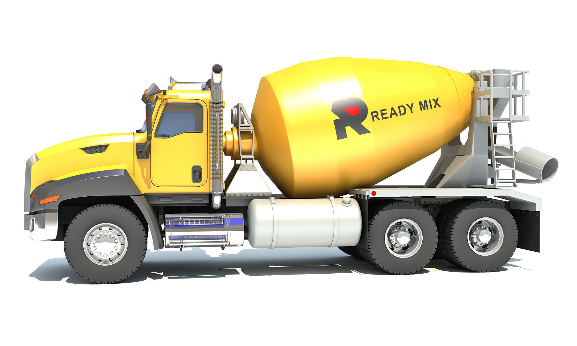 Concrete Mixer Ready Mix Truck 3D model_3