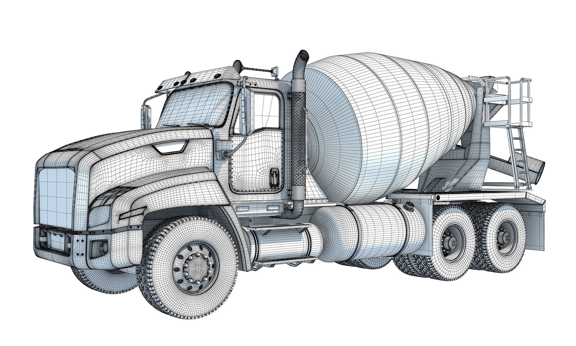 Concrete Mixer Ready Mix Truck 3D model_15