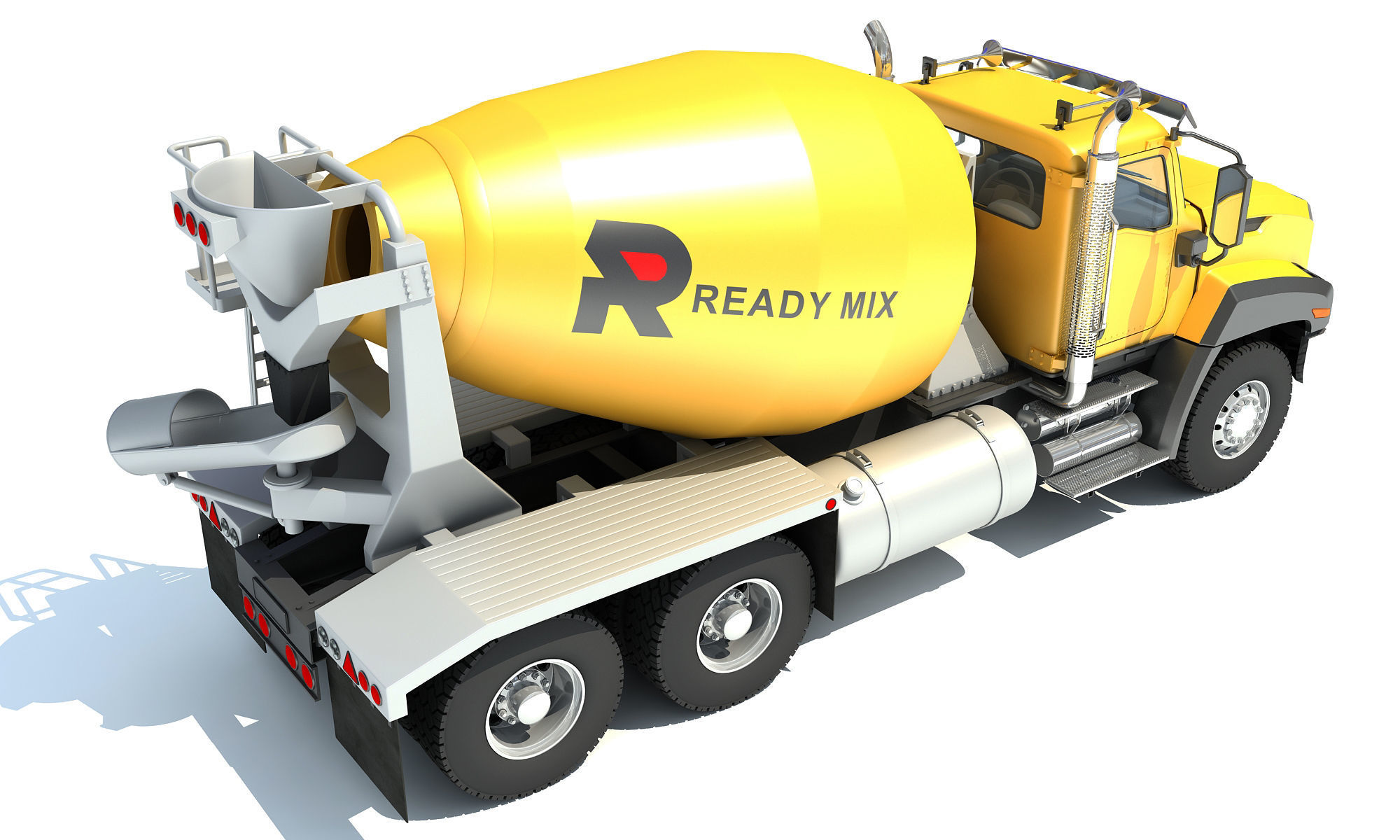 Concrete Mixer Ready Mix Truck 3D model_7