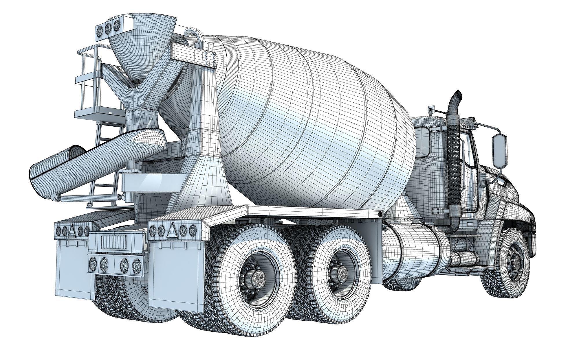 Concrete Mixer Ready Mix Truck 3D model_17