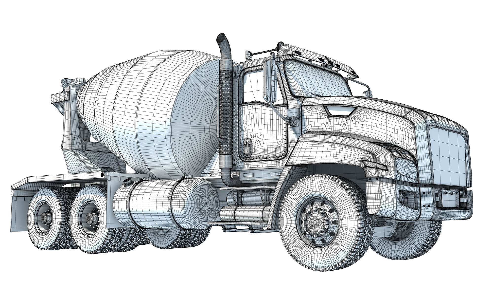 Concrete Mixer Ready Mix Truck 3D model_16