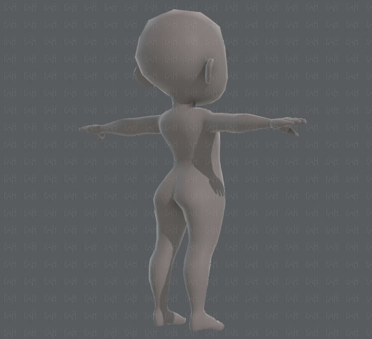 Base mesh girl characterV05 Low-poly 3D model_4