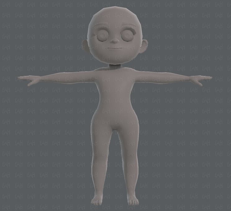 Base mesh girl characterV05 Low-poly 3D model_1