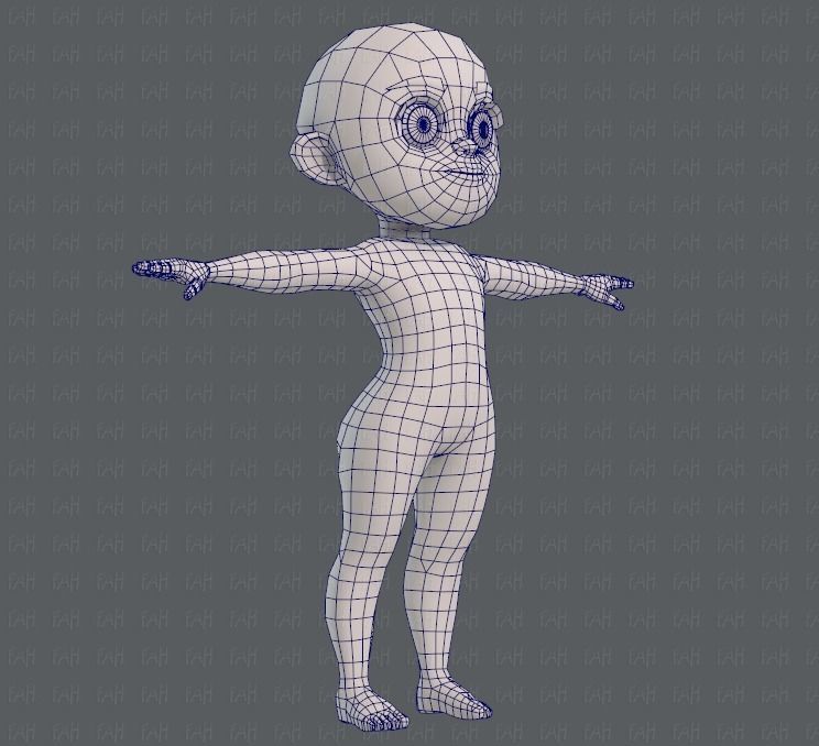 Base mesh girl characterV05 Low-poly 3D model_10