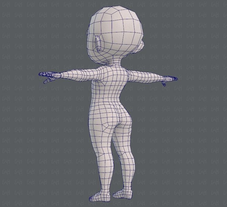 Base mesh girl characterV05 Low-poly 3D model_14