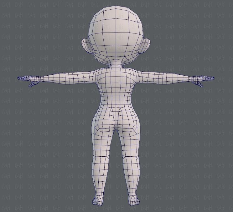 Base mesh girl characterV05 Low-poly 3D model_13