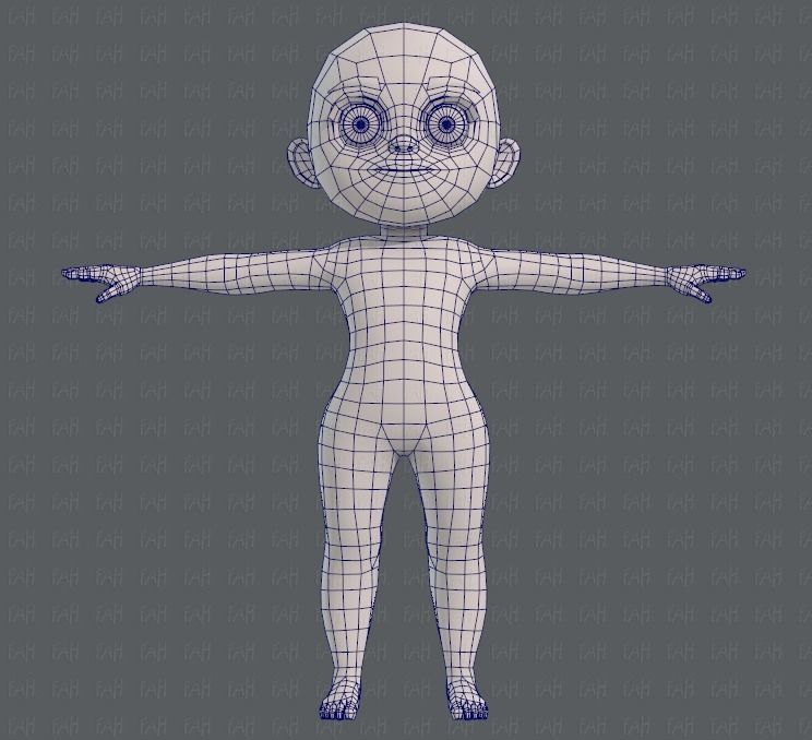 Base mesh girl characterV05 Low-poly 3D model_9