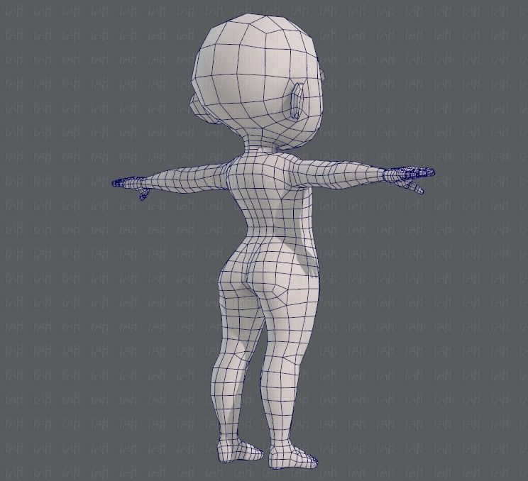 Base mesh girl characterV05 Low-poly 3D model_12