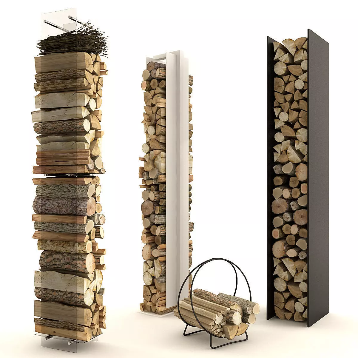 Firewood Set 1 racks 3D model_0