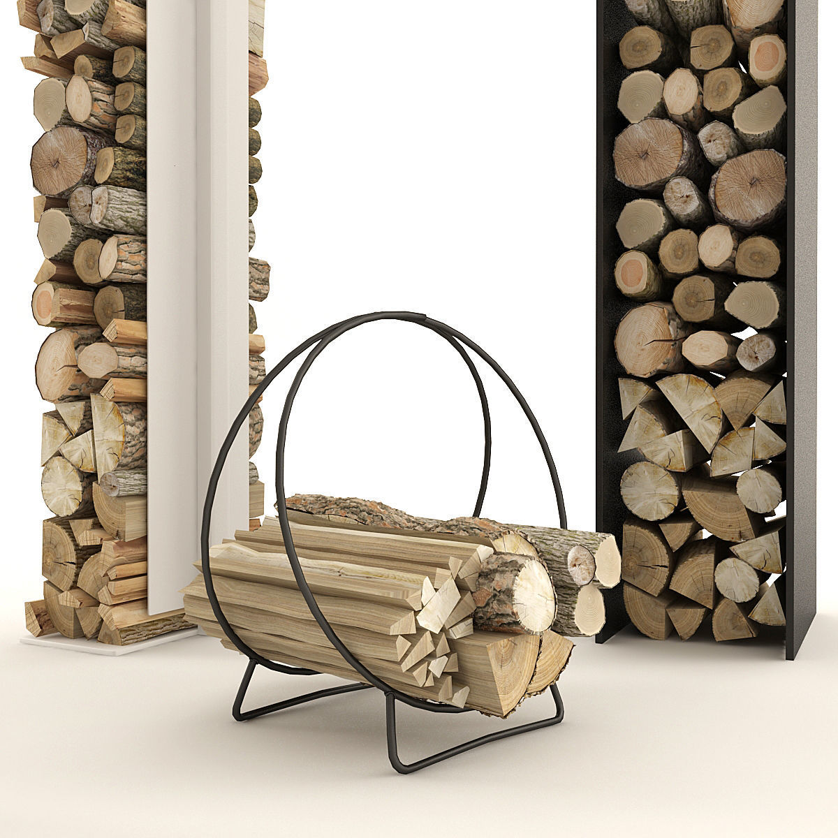 Firewood Set 1 racks 3D model_3