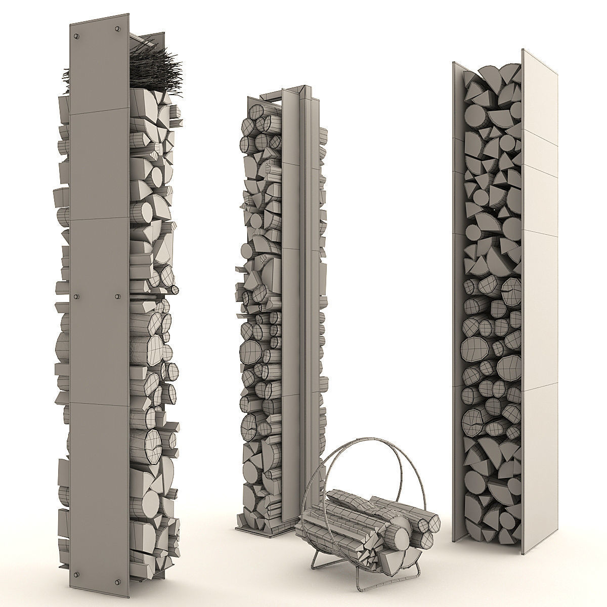 Firewood Set 1 racks 3D model_1