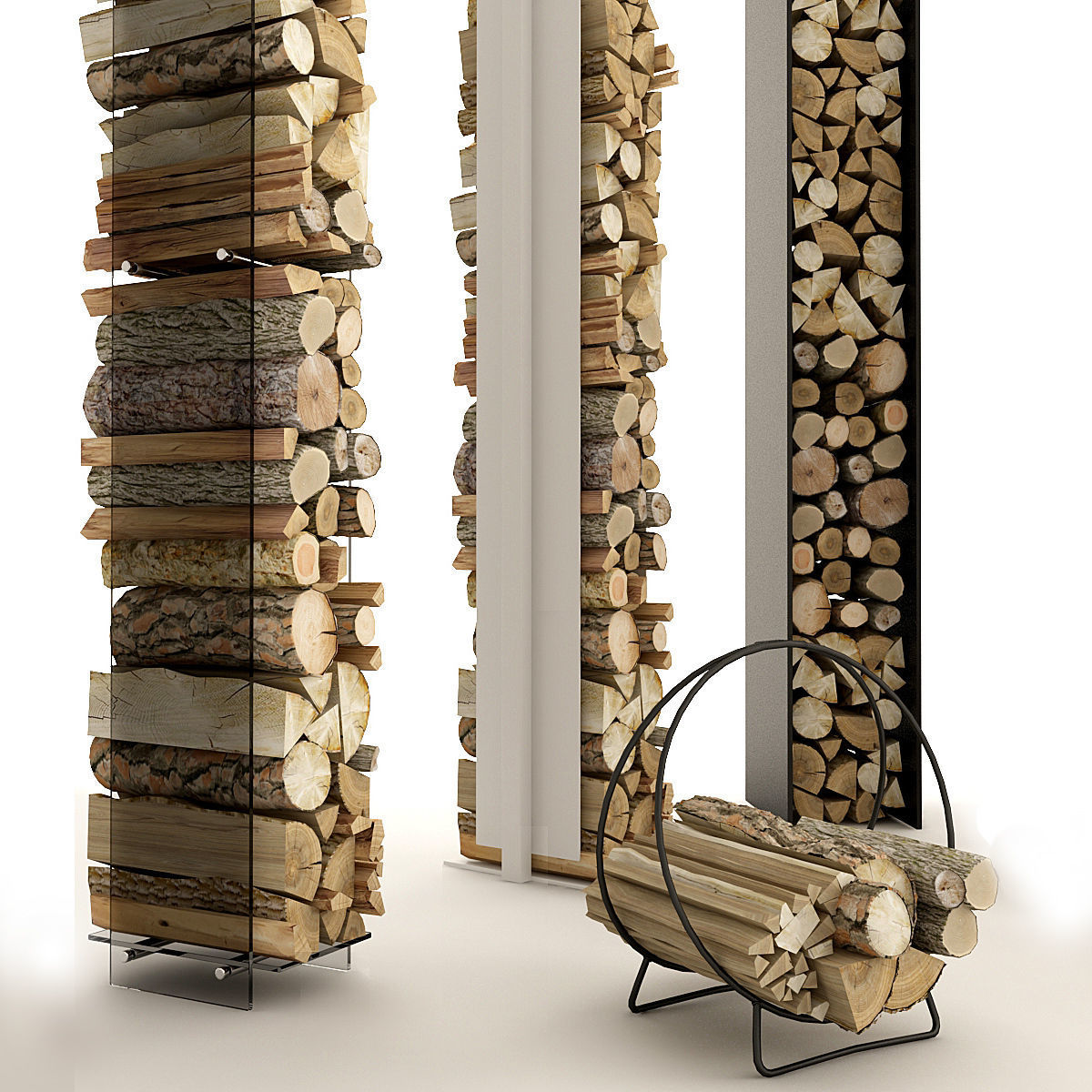 Firewood Set 1 racks 3D model_2