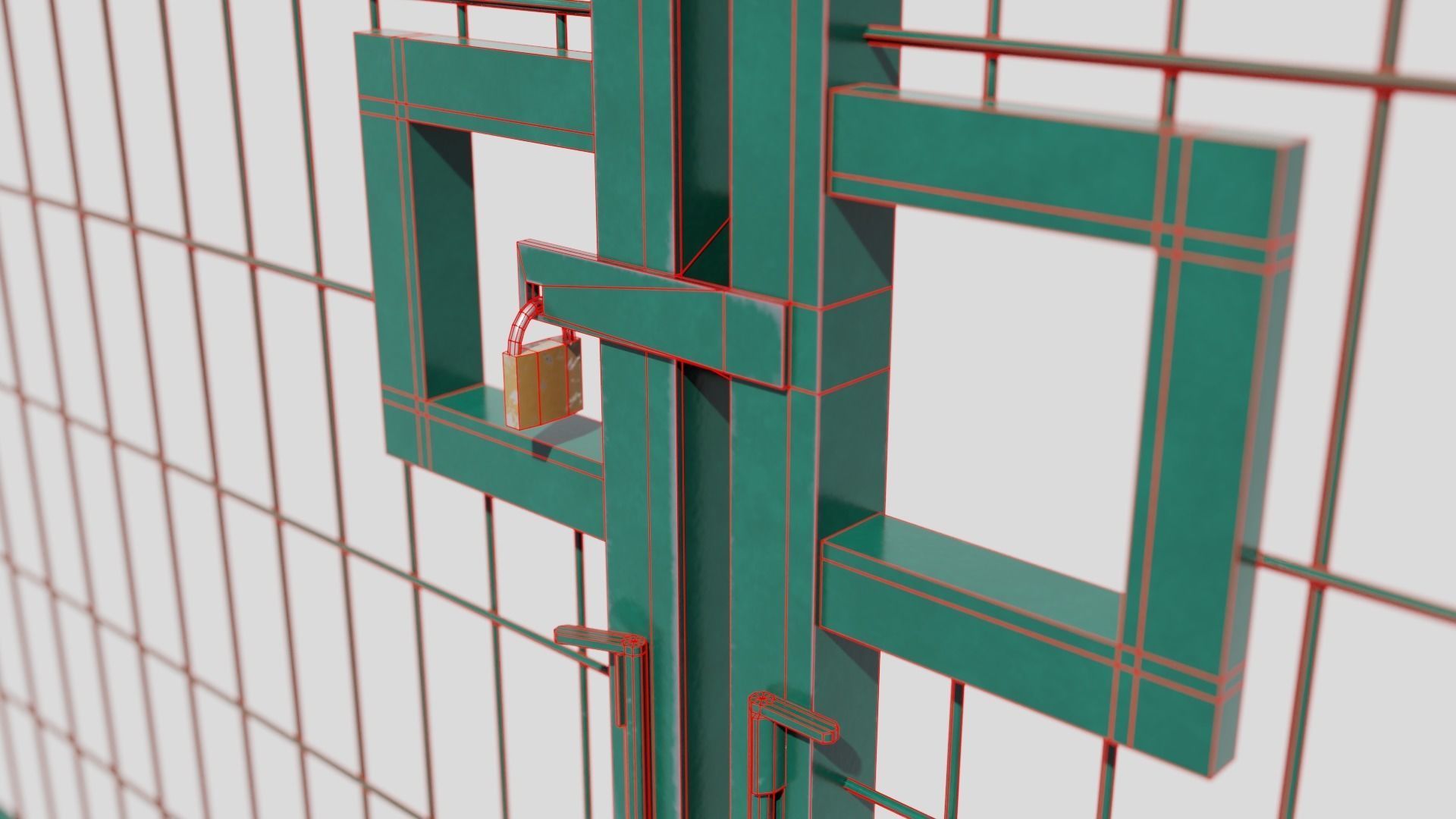 Football Soccer Fence Gate Low-poly 3D model_15