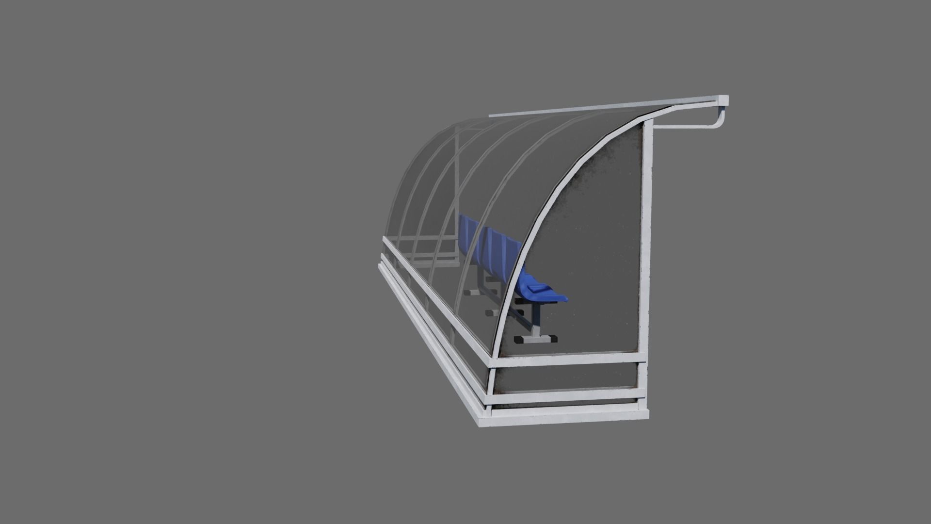Football Soccer Reserve Bench Low-poly 3D model_6