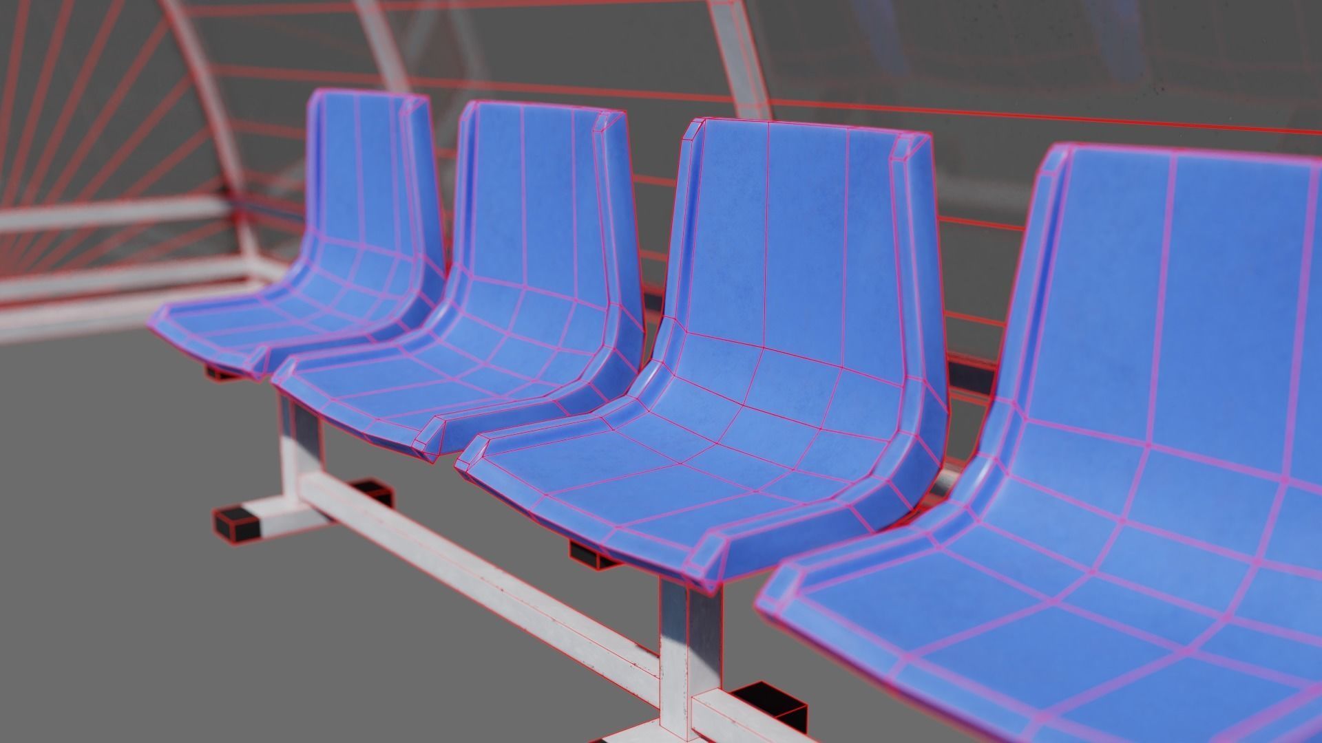 Football Soccer Reserve Bench Low-poly 3D model_9