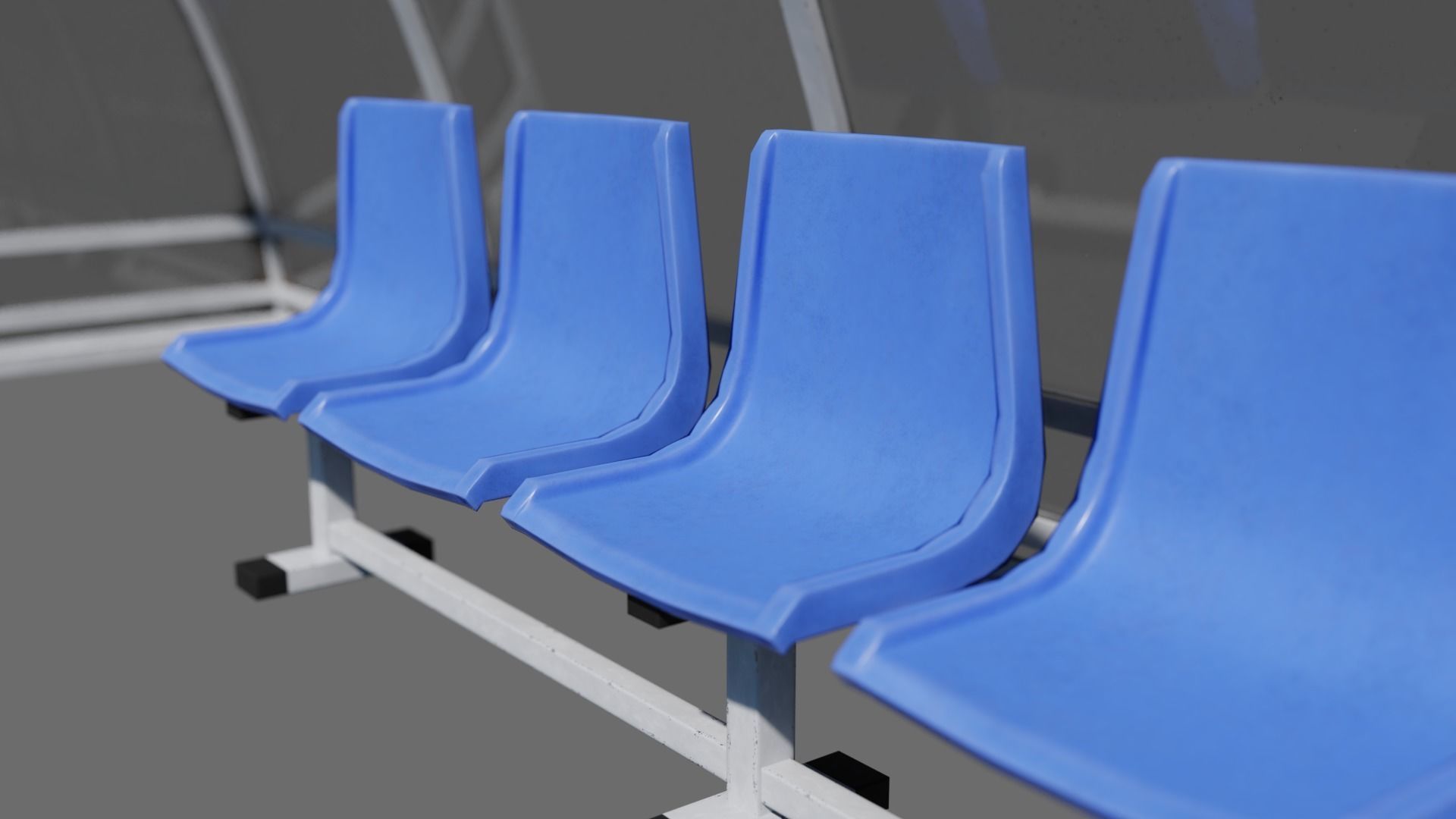 Football Soccer Reserve Bench Low-poly 3D model_8