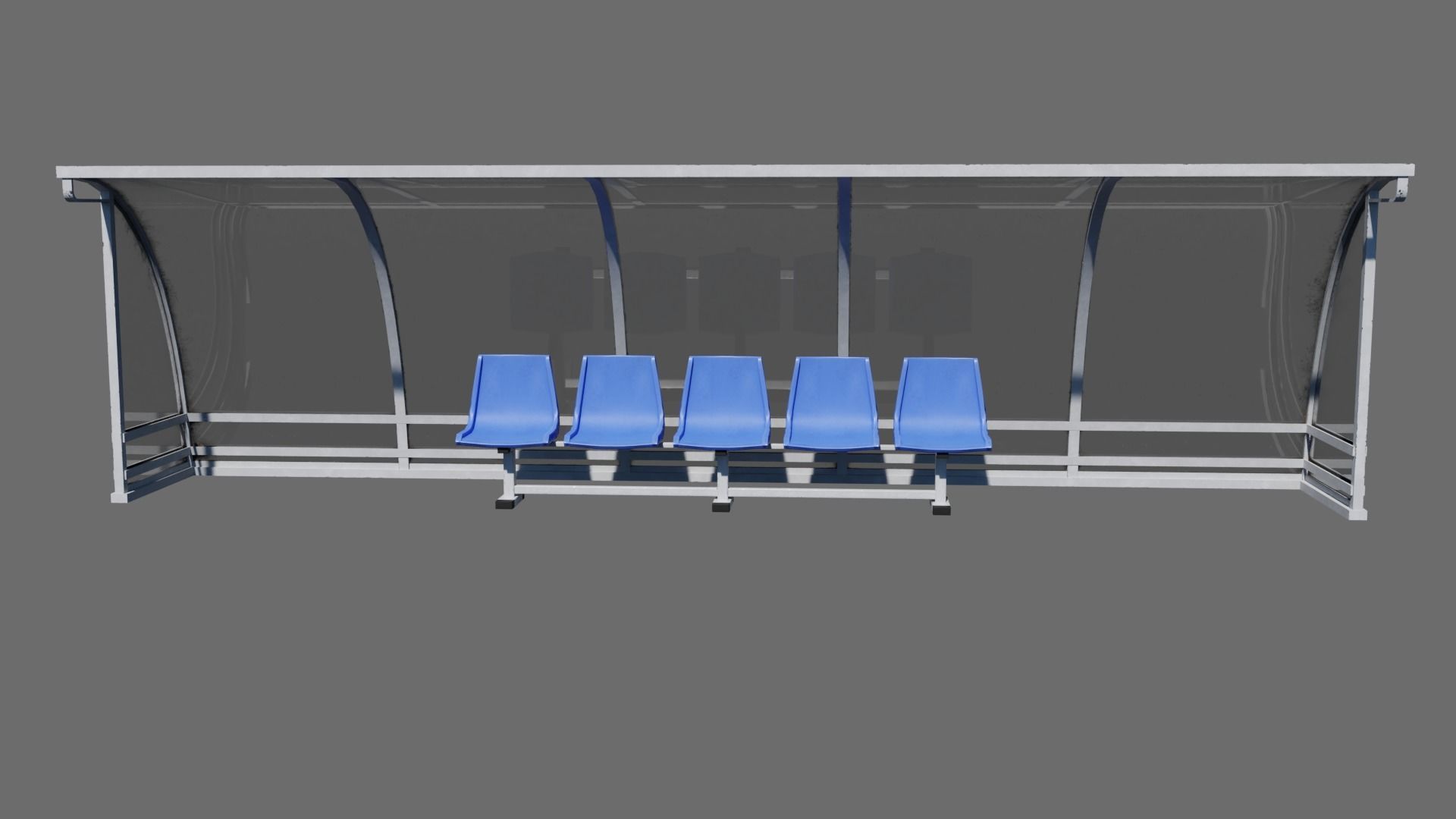 Football Soccer Reserve Bench Low-poly 3D model_3