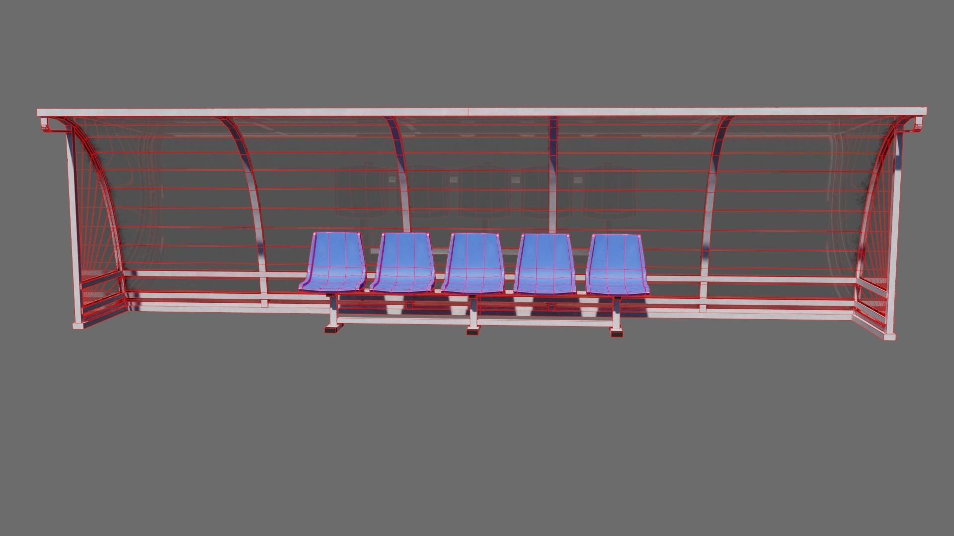 Football Soccer Reserve Bench Low-poly 3D model_5