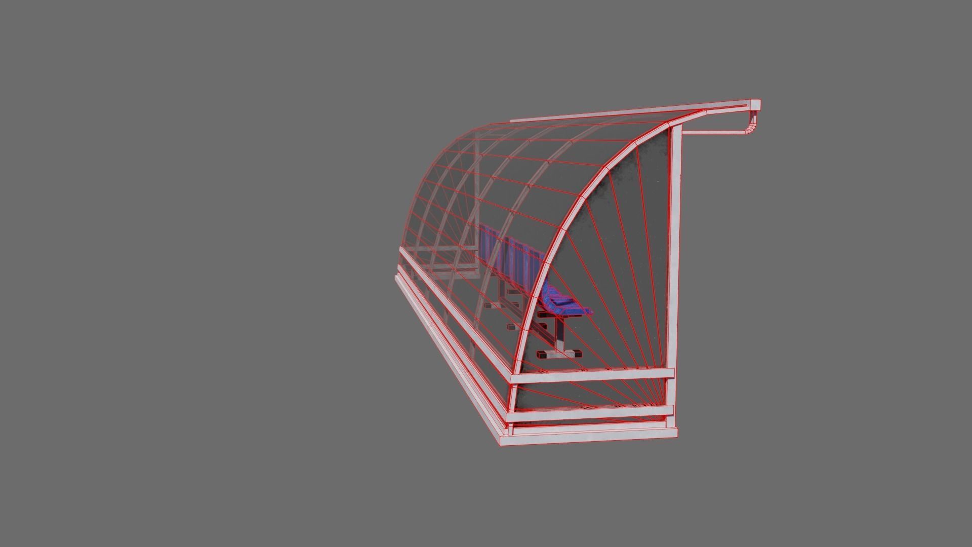 Football Soccer Reserve Bench Low-poly 3D model_7