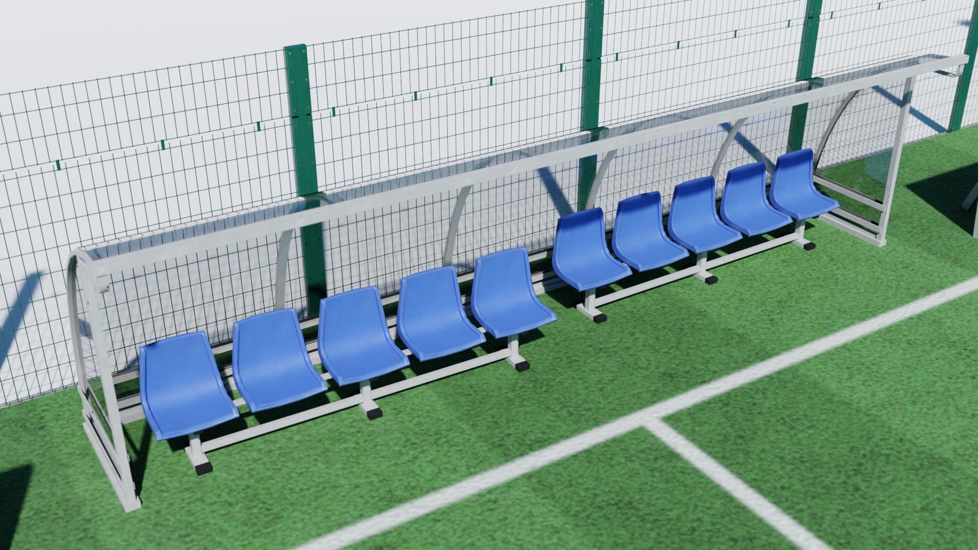Football Soccer Reserve Bench Low-poly 3D model_10