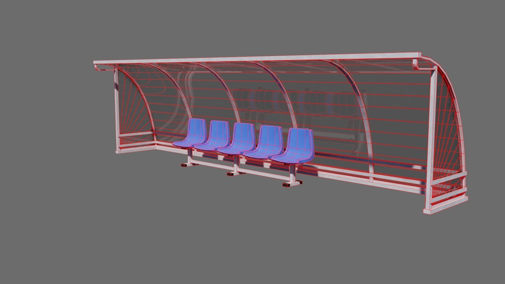 Football Soccer Reserve Bench Low-poly 3D model_1