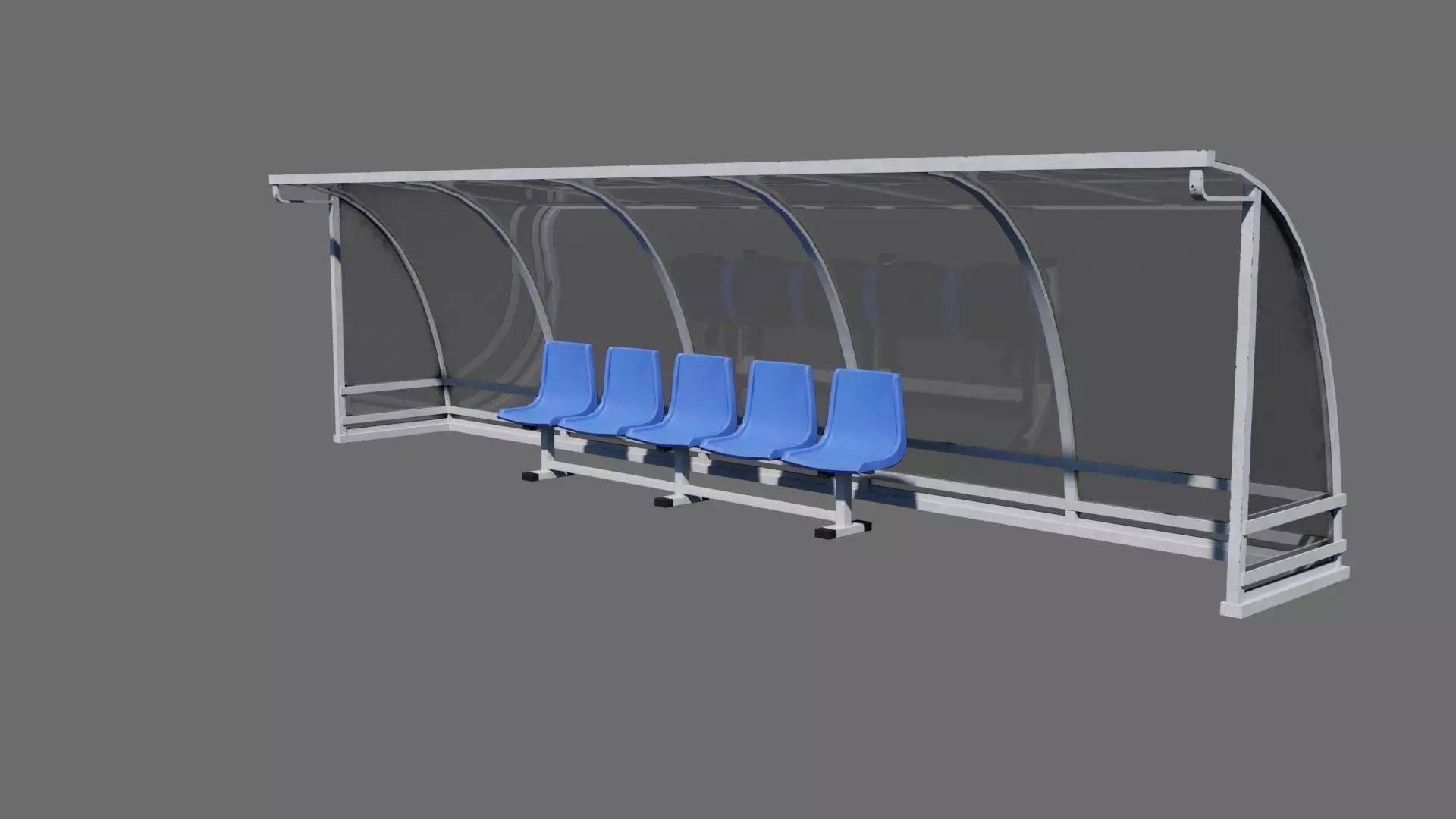 Football Soccer Reserve Bench Low-poly 3D model_0