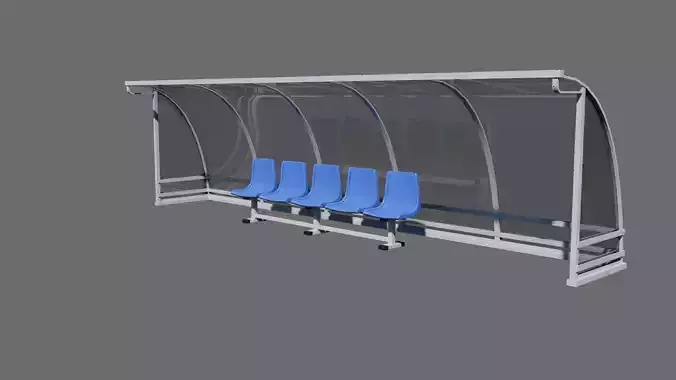 Football Soccer Reserve Bench Low-poly 3D model