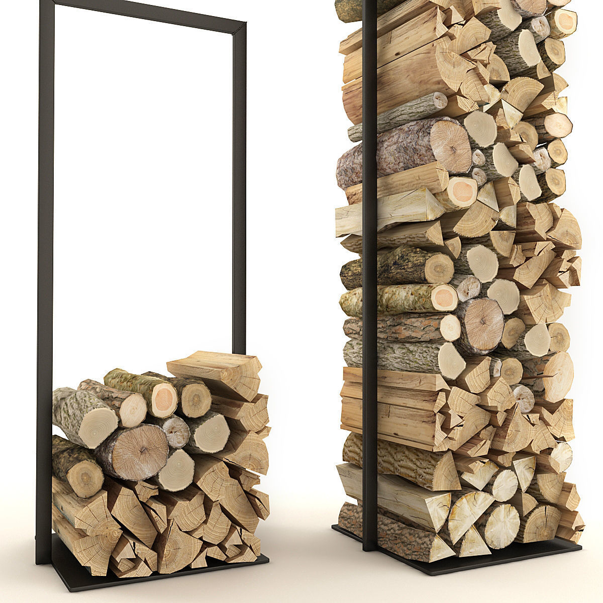 Firewood Set 2 rack with logs in it 3D model_3