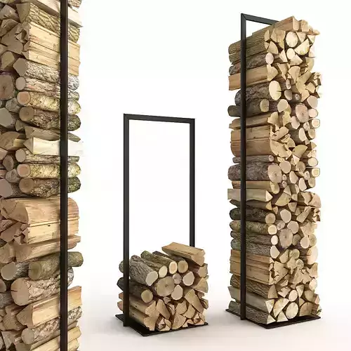 Firewood Set 2 rack with logs in it