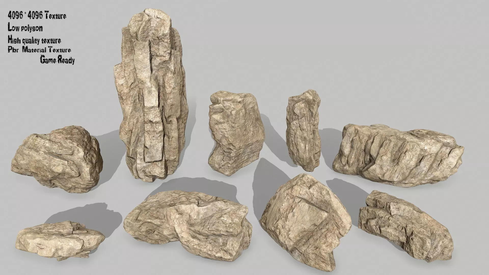 rocks rock Low-poly 3D model_0