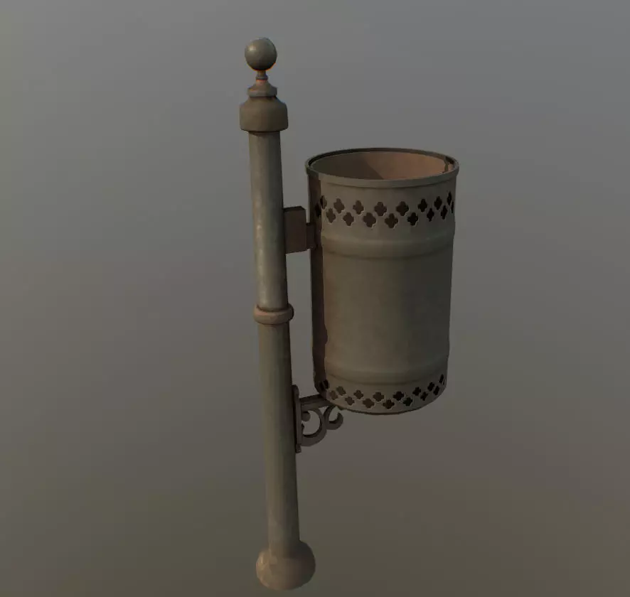 Trash Can Low-poly 3D model_0