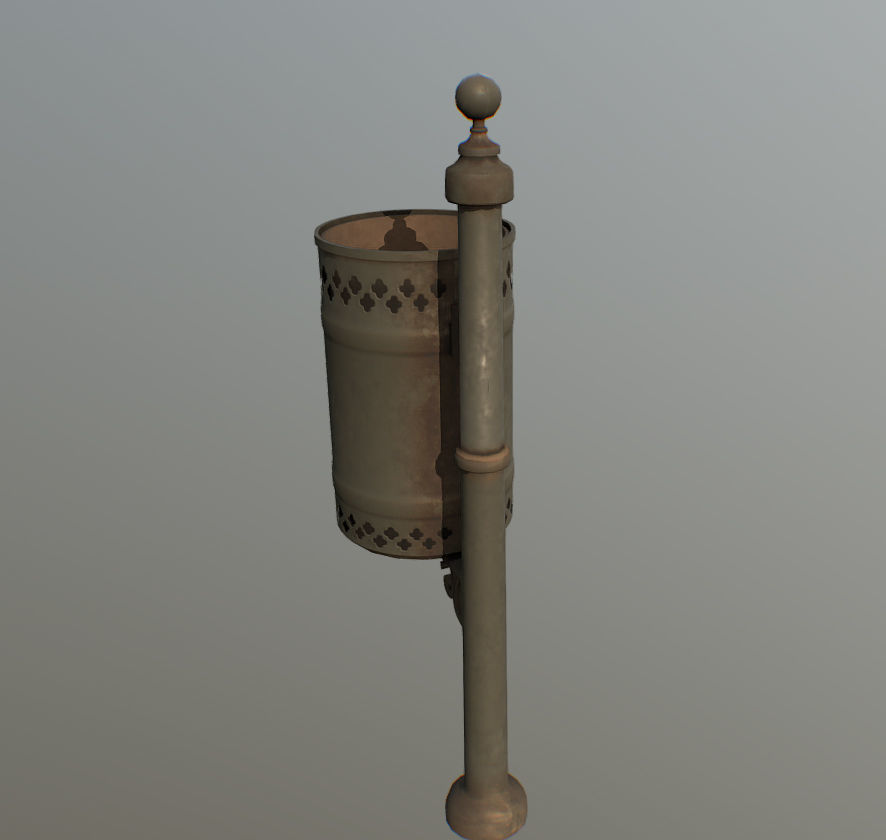 Trash Can Low-poly 3D model_1