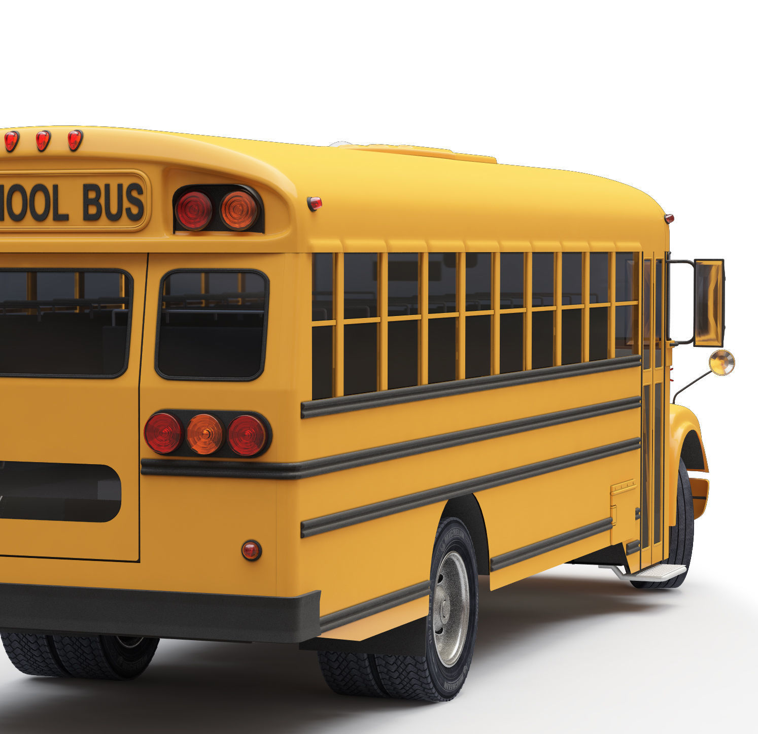  School Bus Blue Bird  3D model_3