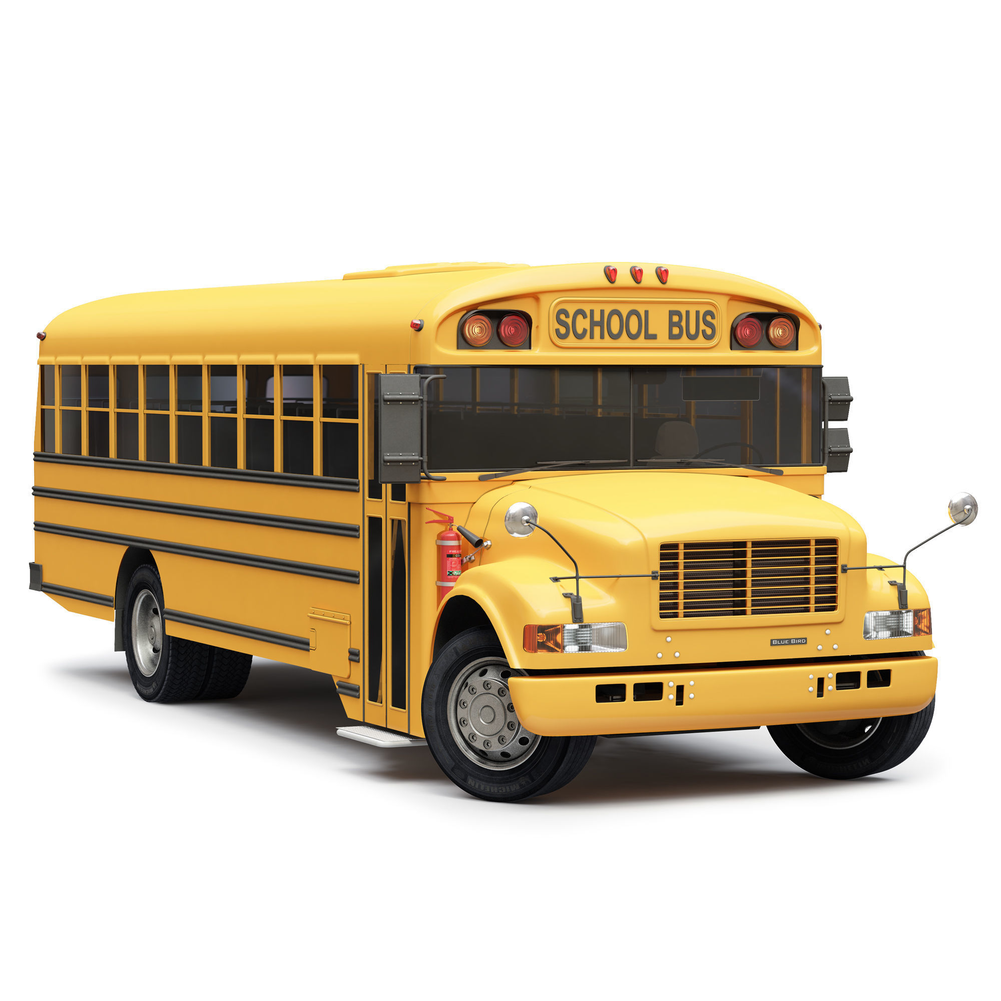  School Bus Blue Bird  3D model_2