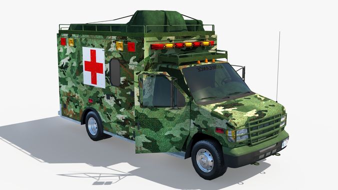 Military Ambulance Truck  Low-poly 3D model