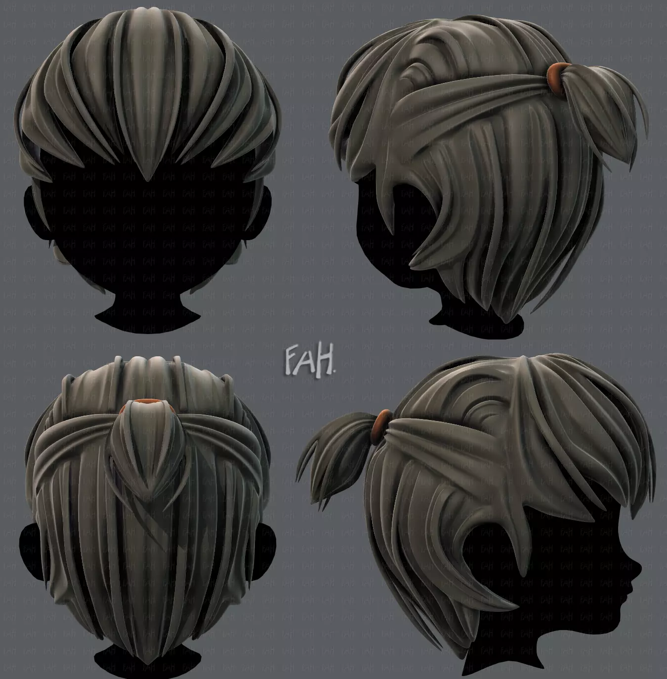 3D Hair style for boy V38 Low-poly 3D model_0