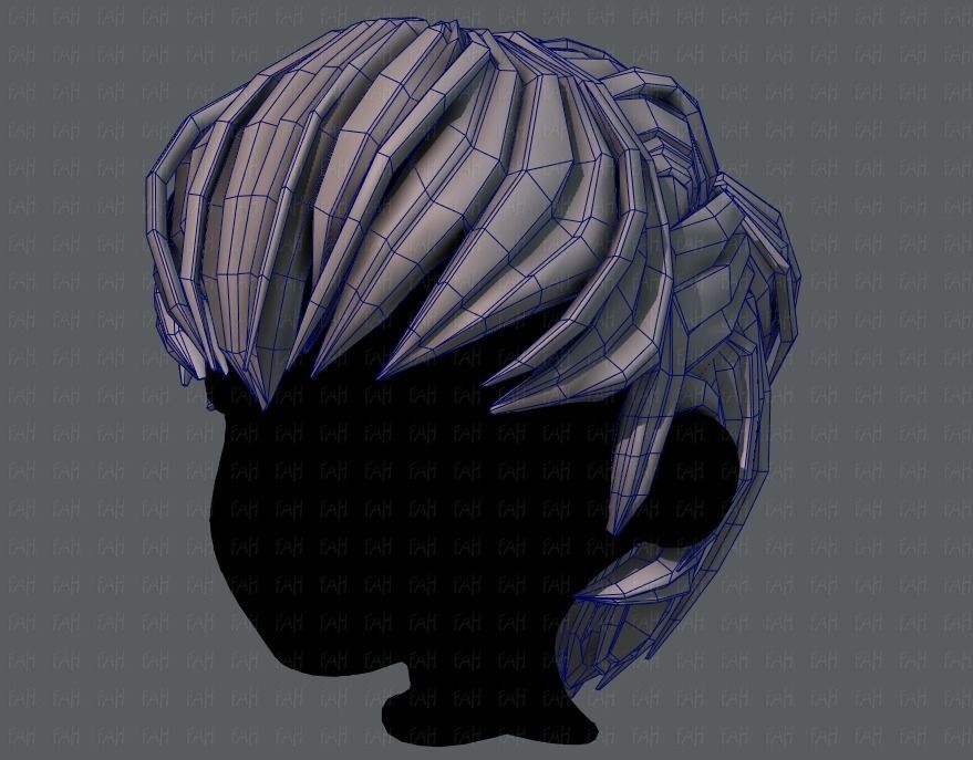 3D Hair style for boy V38 Low-poly 3D model_32