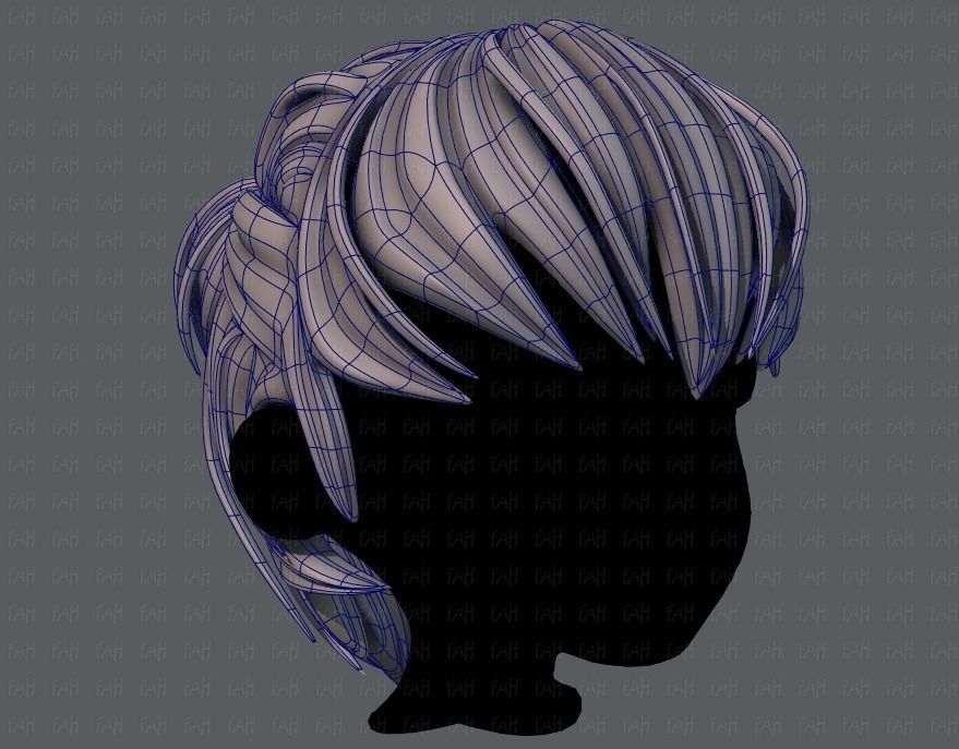 3D Hair style for boy V38 Low-poly 3D model_10