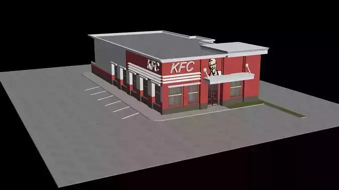 KFC Low Poly fast food restaurant 3D print model