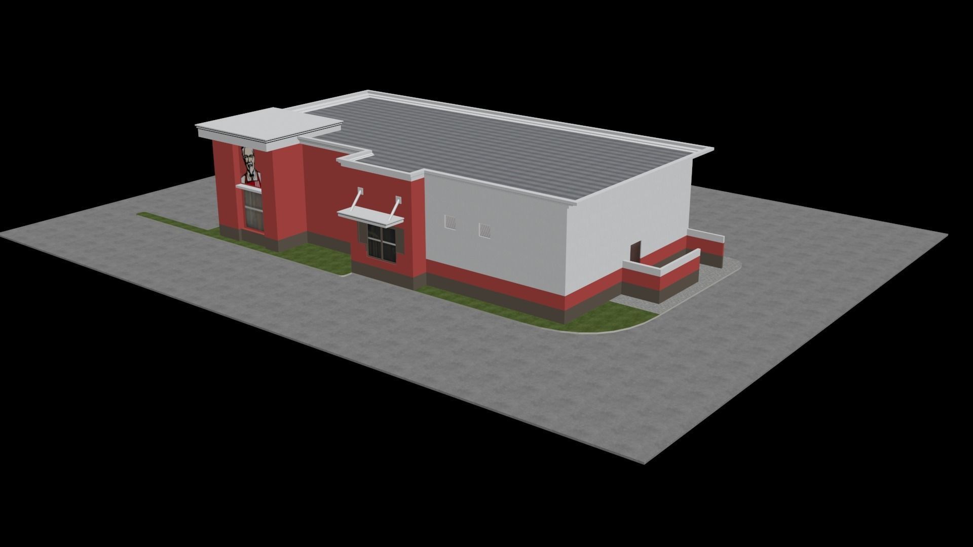 KFC Low Poly fast food restaurant 3D print model_1