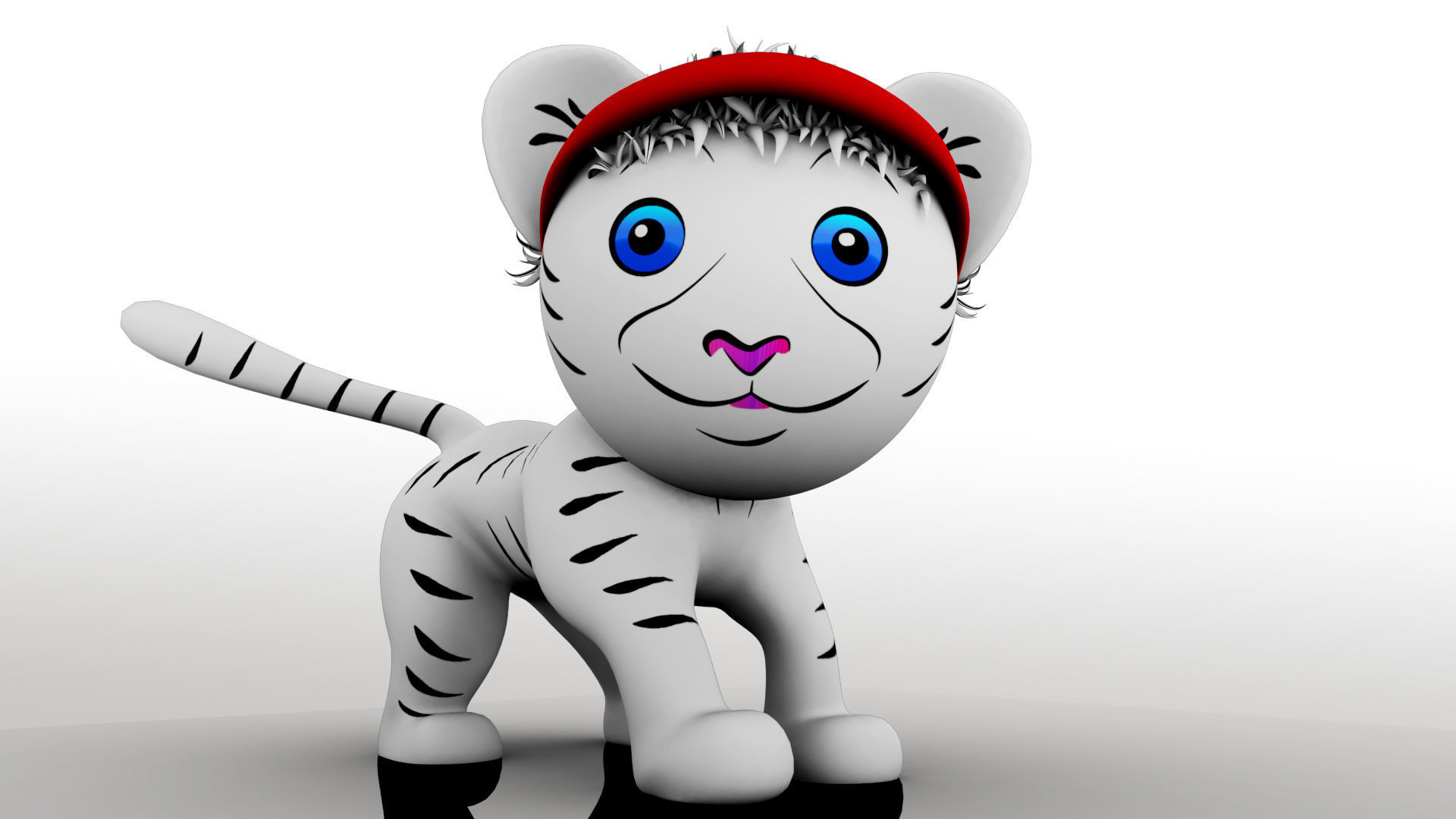 Tiger with hat 3D model_2