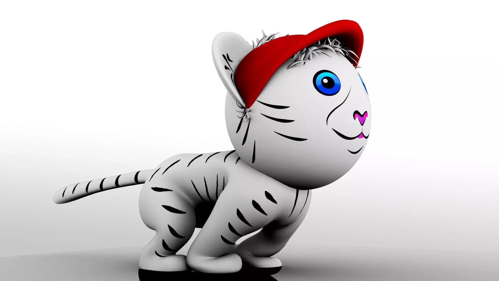 Tiger with hat 3D model_0