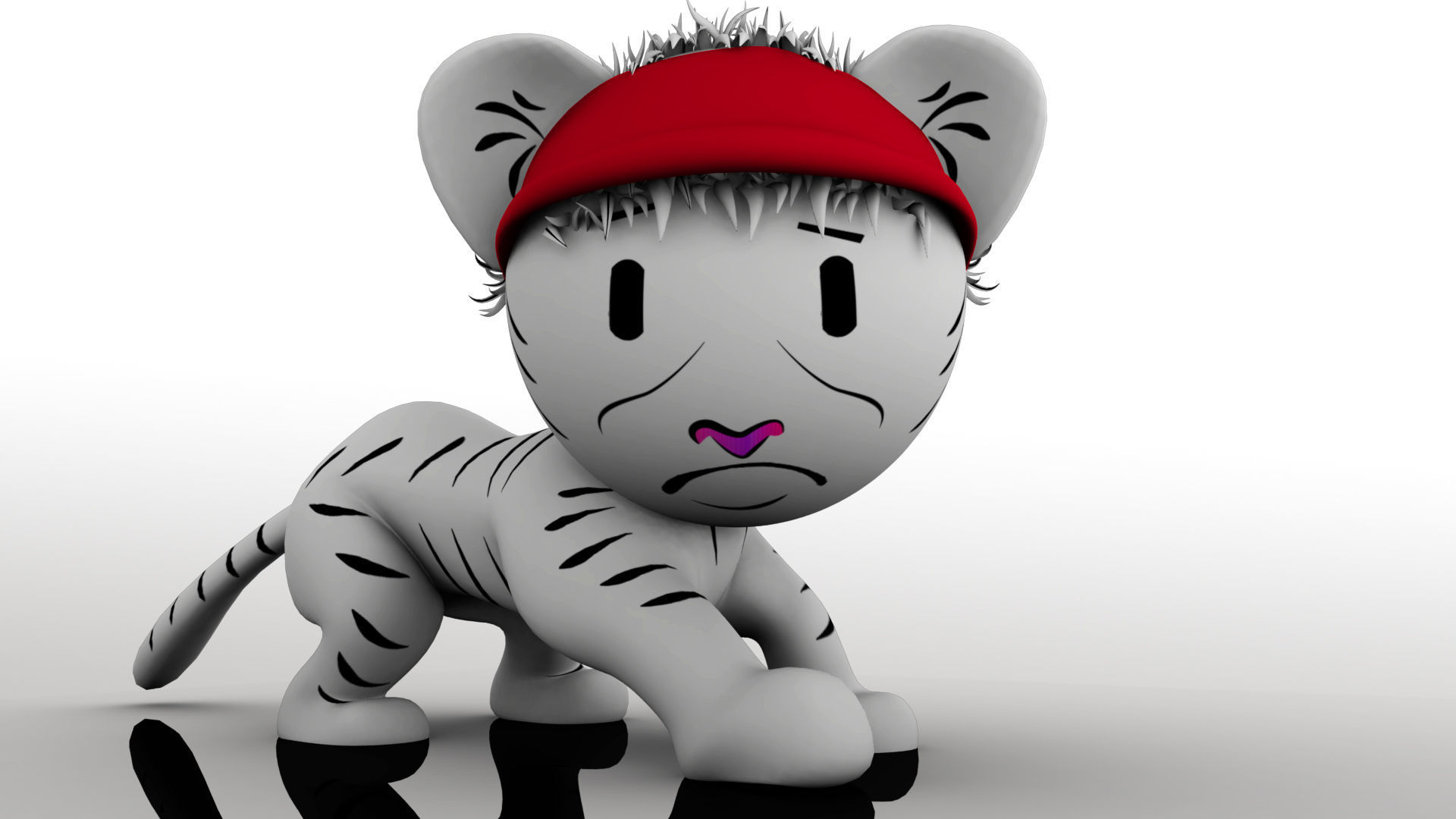 Tiger with hat 3D model_1