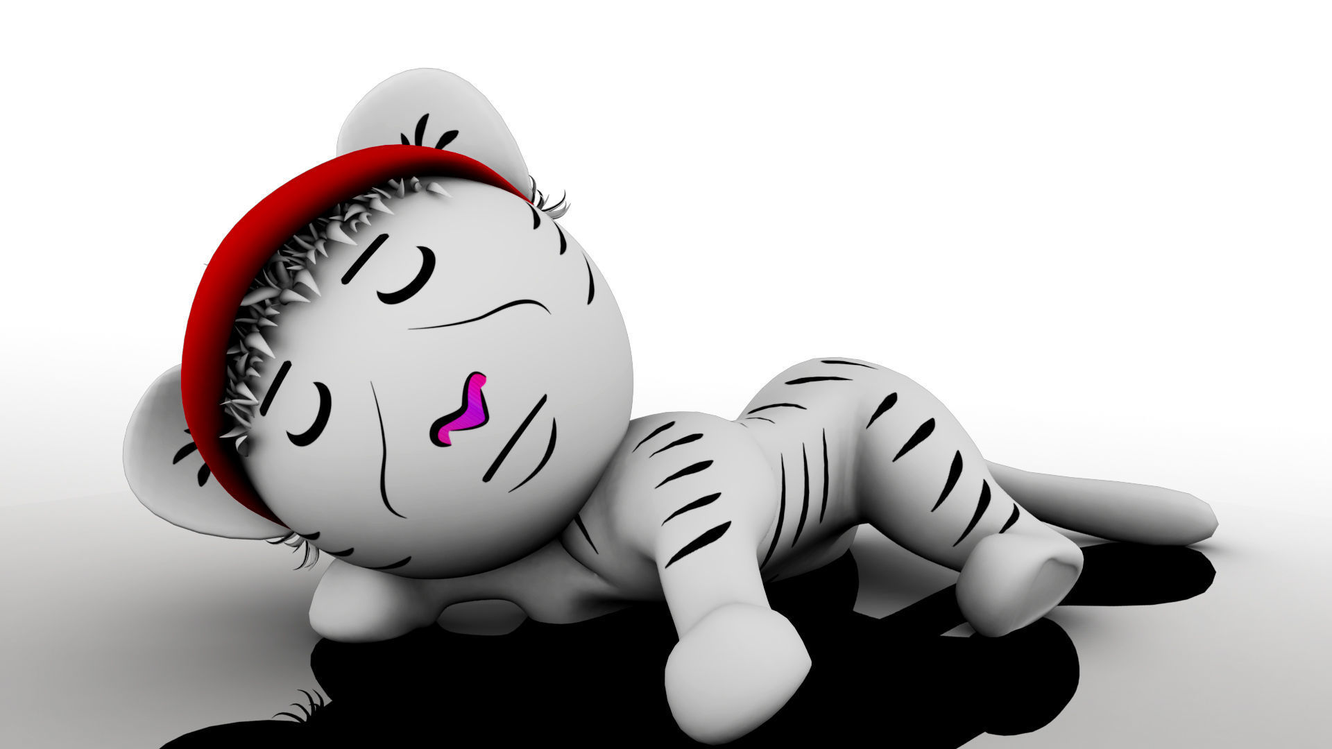 Tiger with hat 3D model_4