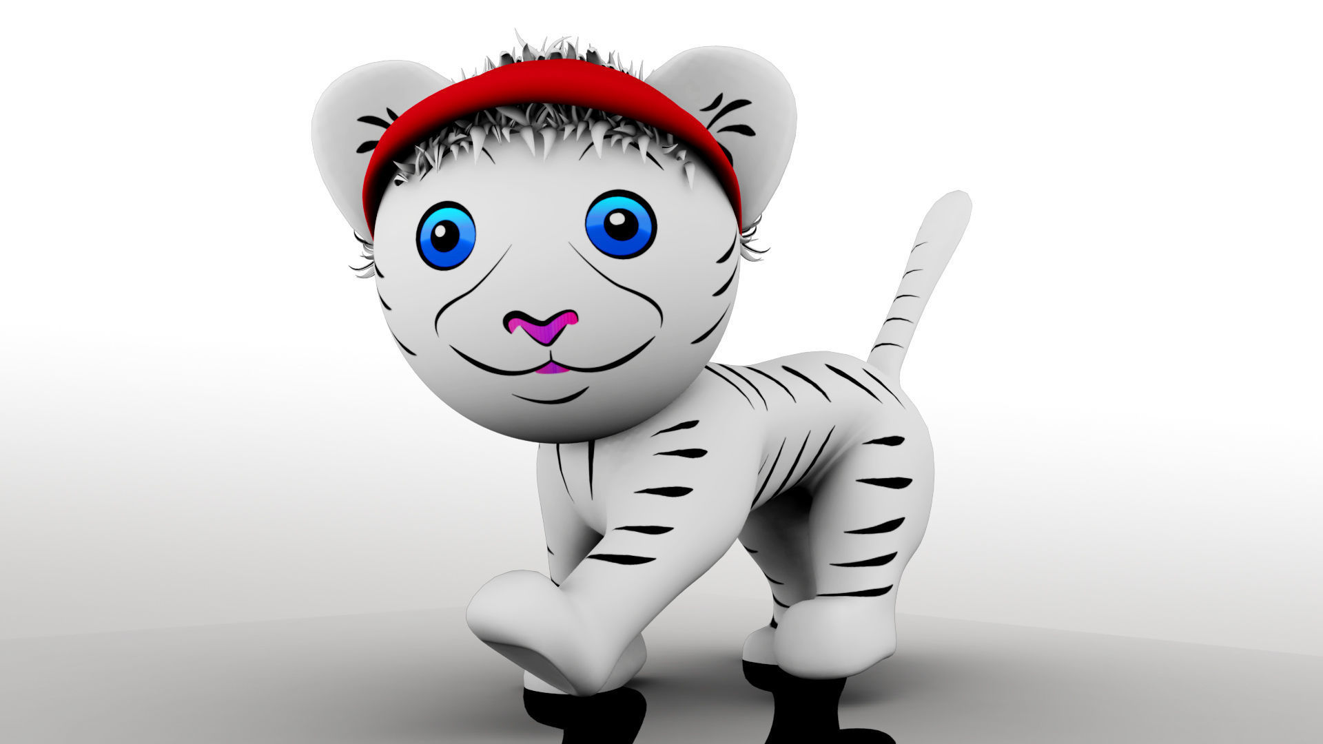 Tiger with hat 3D model_3