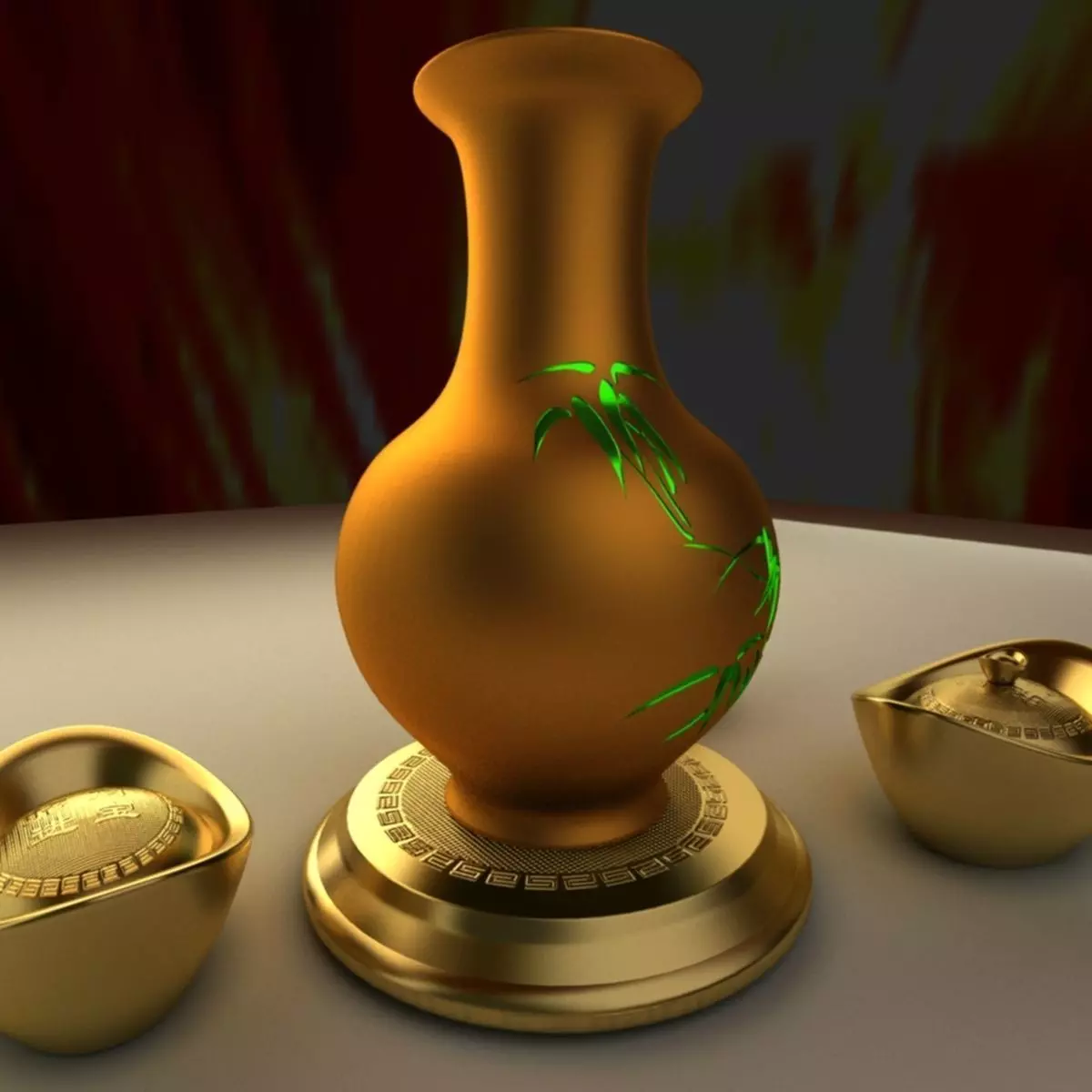 Chinese gold ingot Low-poly 3D model