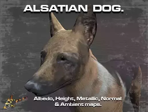 ALSATIAN DOG Low-poly 3D model