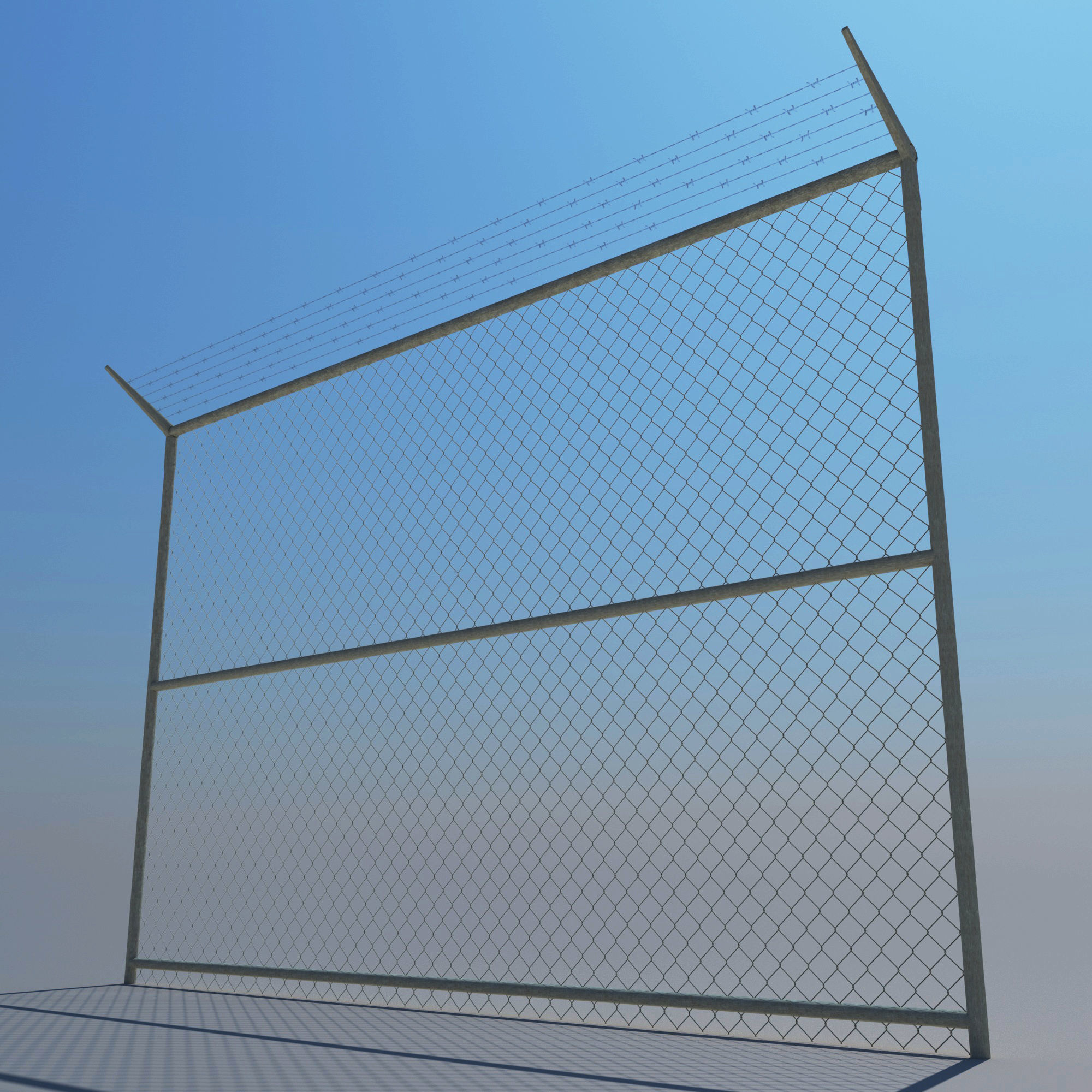 low poly Fence wall Low-poly 3D model_4