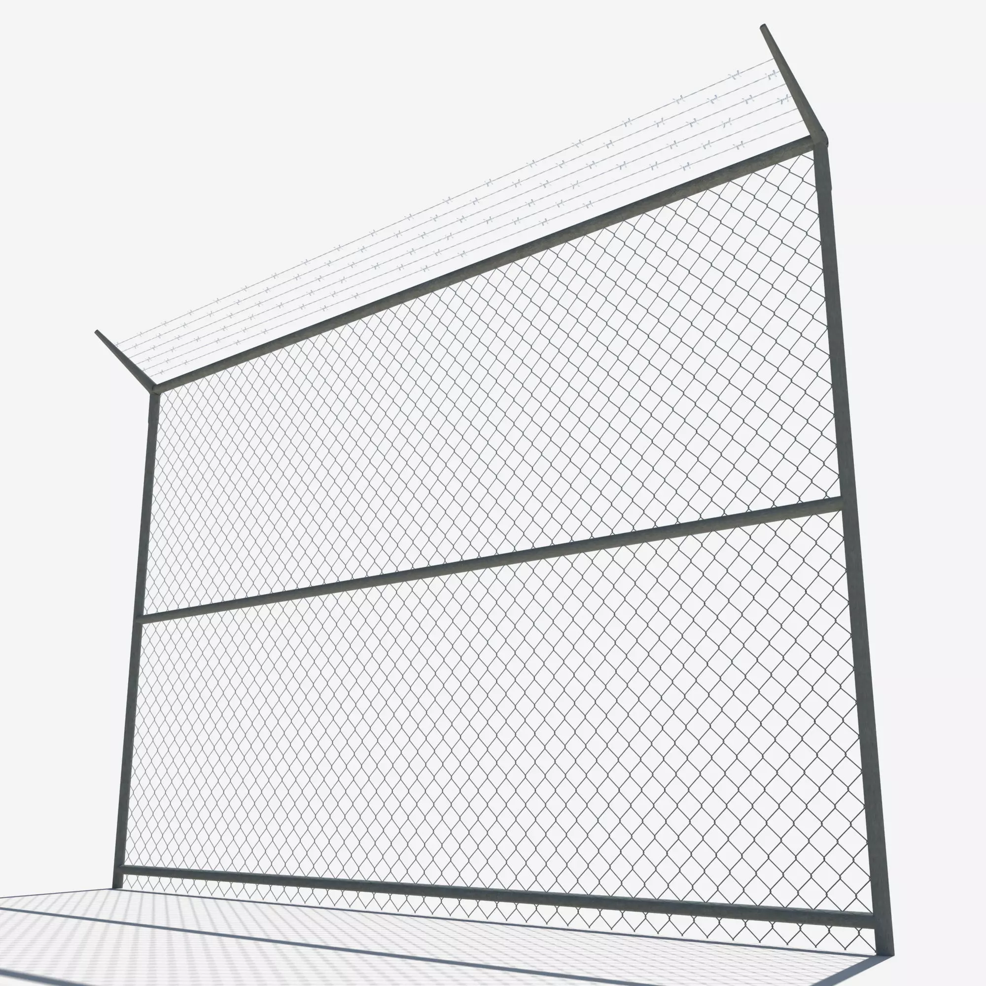 low poly Fence wall Low-poly 3D model_0