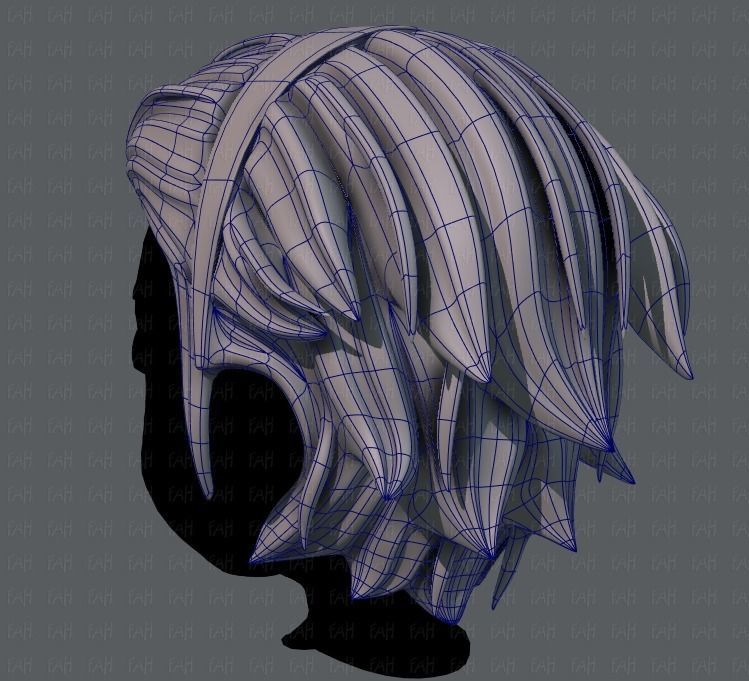 3D Hair style for boy V39 Low-poly 3D model_14